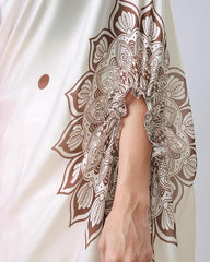 Satin Silk Printed Kaftan Saree With Unstitched Blouse