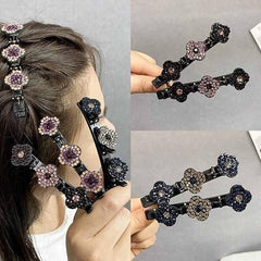 Crystal Stone Braided Hair Clips Pack of 2